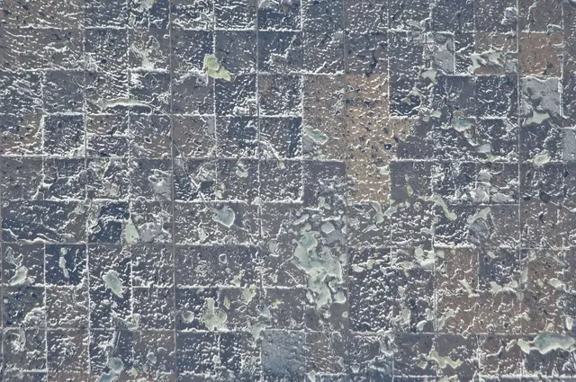 Aerial view of snowy farmland from space